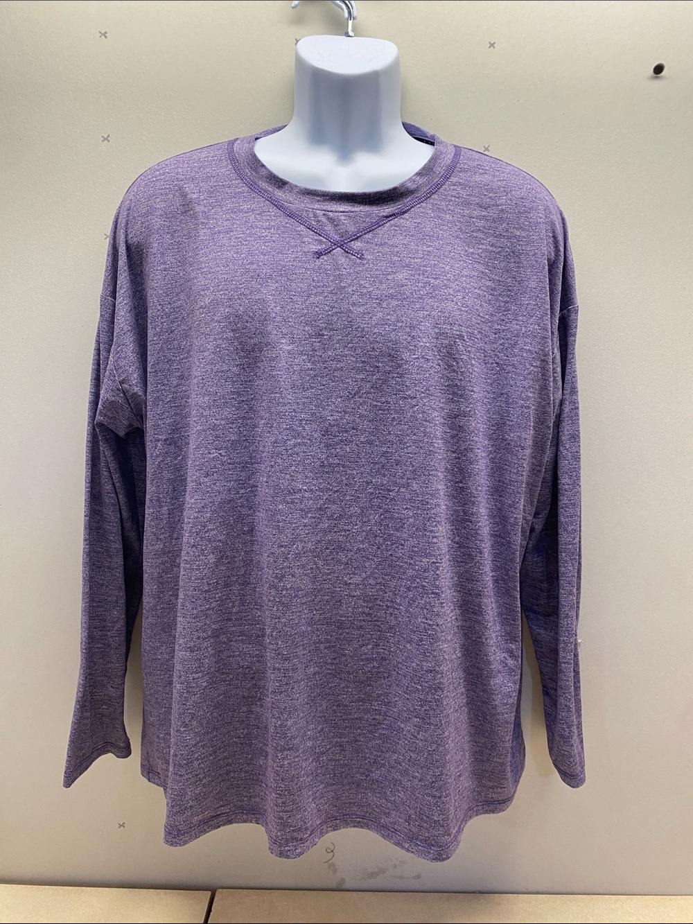 ViVI Heathered Lavender Relaxed Long Sleeve Top